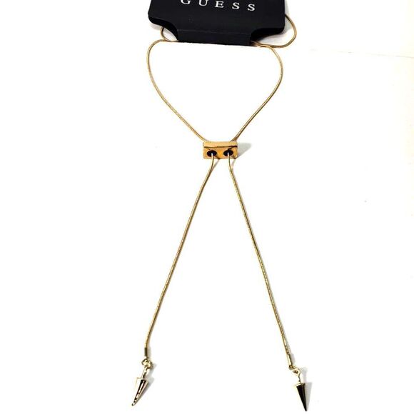 GUESS Adjustable Gold-tone Bolo Necklace – Sleek Spike Pendant Lariat Jewelry - Picture 3 of 8